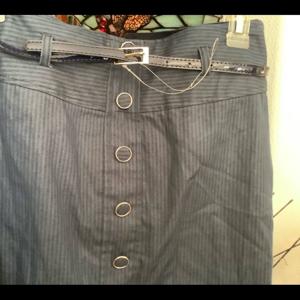 nwt Charlotte Russe blue gray stripe wiggle skirt 3 - Picture 2 of 4